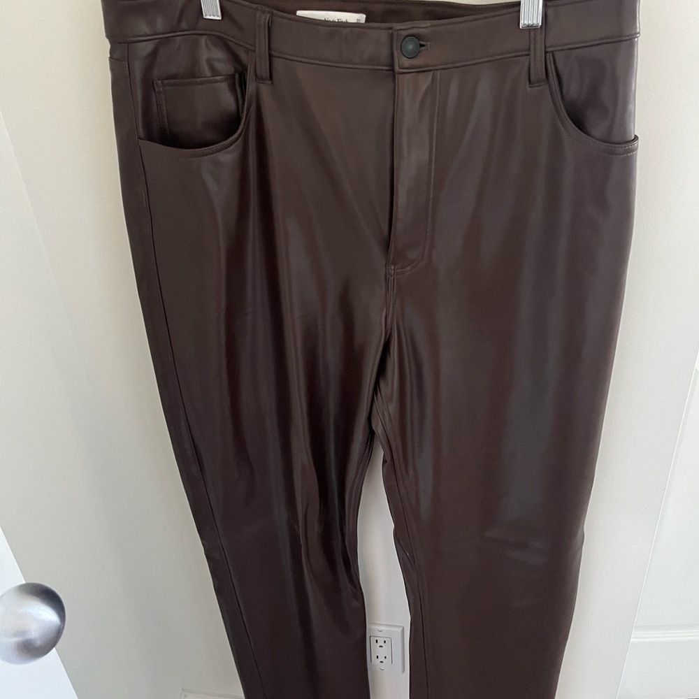 Abercrombie & Fitch Brown Straight Leg Leather Pants